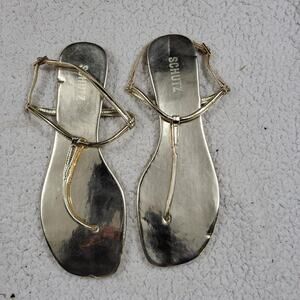 SCHUTZ womens Elsha metallic leather gold size 11